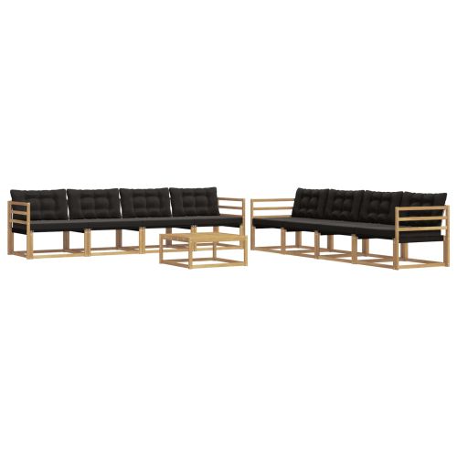Комплект дивани за открито 9 pcs Бяло и черно 79 x 79 x 37 см