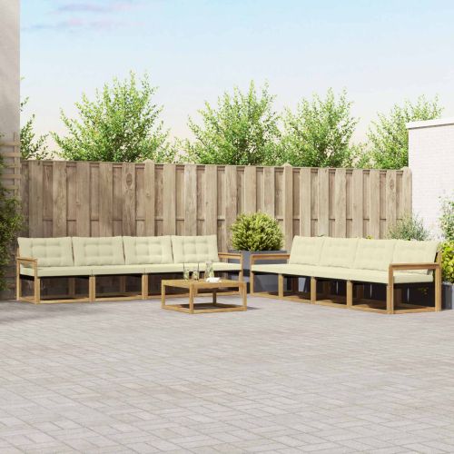 Комплект дивани за открито 9 pcs Бяло и кремаво 79 x 79 x 37 см