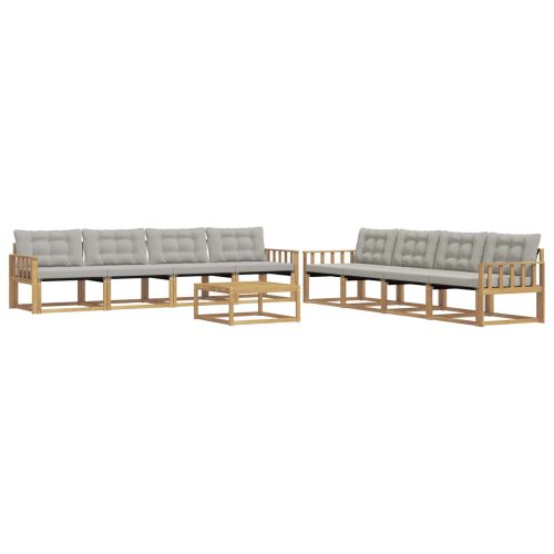 Комплект дивани за открито 9 pcs Бяло и светлосиво