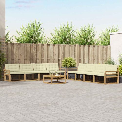 Комплект дивани за открито 9 pcs Бяло и кремаво 79 x 79 x 37 см