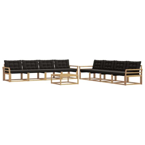 Комплект дивани за открито 9 pcs Бяло и черно 79 x 79 x 37 см