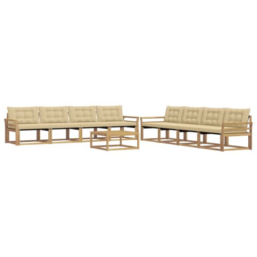 Комплект дивани за открито 9 pcs Бяло и Бежово 79 x 79 x 37 см