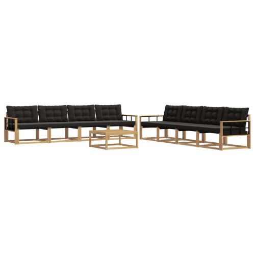 Комплект дивани за открито 9 pcs Бяло и черно 79 x 79 x 37 см