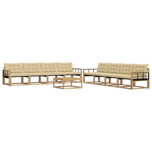 Комплект дивани за открито 9 pcs Бяло и Бежово 79 x 79 x 37 см