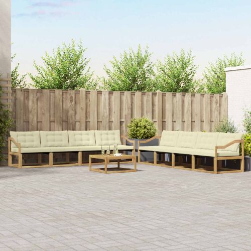 Комплект дивани за открито 9 pcs Бяло и кремаво 79 x 79 x 37 см