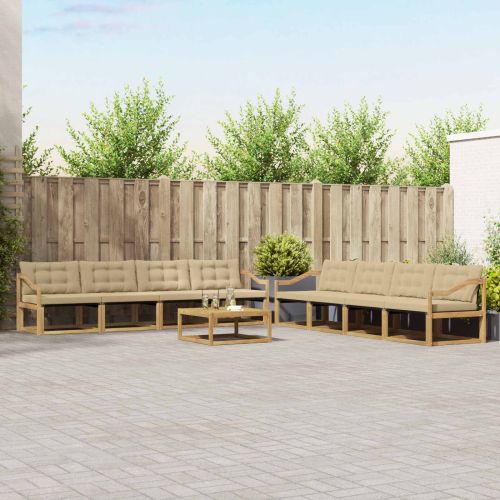 Комплект дивани за открито 9 pcs Бяло и Бежово 79 x 79 x 37 см