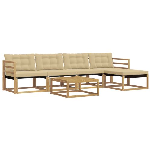 Комплект дивани за открито 6 pcs Бяло и Бежово 79 x 79 x 37 см