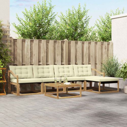 Комплект дивани за открито 6 pcs Бяло и кремаво 79 x 79 x 37 см