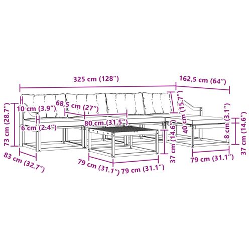 Комплект дивани за открито 6 pcs Бяло и светлосиво