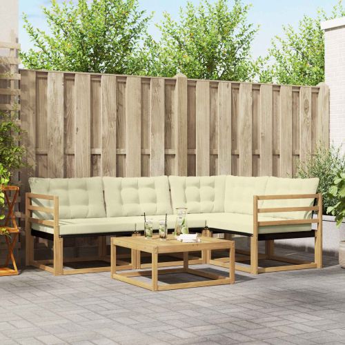 Комплект дивани за открито 5 pcs Бяло и кремаво 79 x 79 x 37 см