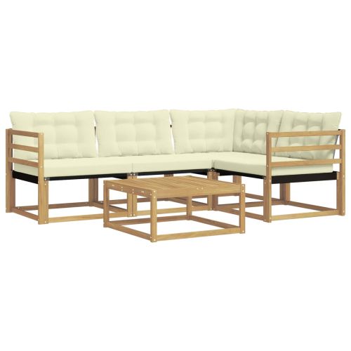 Комплект дивани за открито 5 pcs Бяло и кремаво 79 x 79 x 37 см