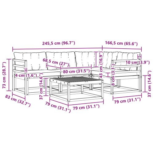 Комплект дивани за открито 5 pcs Бяло и черно 79 x 79 x 37 см