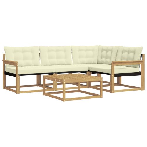 Комплект дивани за открито 5 pcs Бяло и кремаво 79 x 79 x 37 см