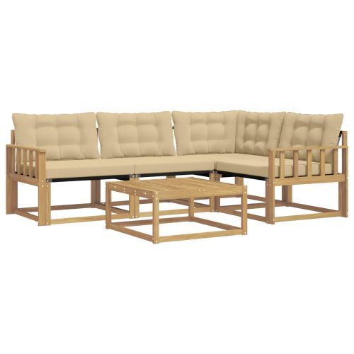 Комплект дивани за открито 5 pcs Бяло и Бежово 79 x 79 x 37 см