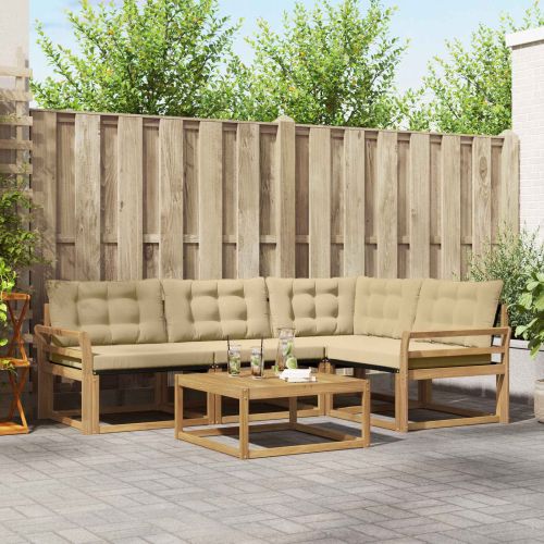 Комплект дивани за открито 5 pcs Бяло и Бежово 79 x 79 x 37 см