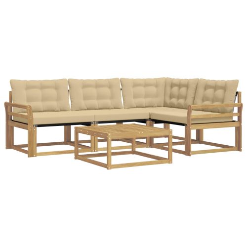 Комплект дивани за открито 5 pcs Бяло и Бежово 79 x 79 x 37 см