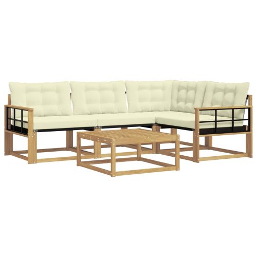 Комплект дивани за открито 5 pcs Бяло и кремаво 79 x 79 x 37 см