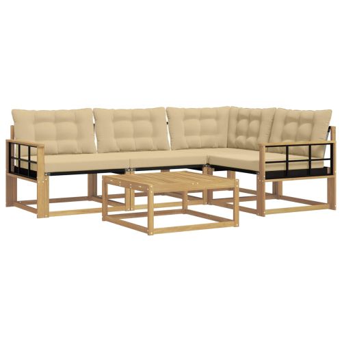 Комплект дивани за открито 5 pcs Бяло и Бежово 79 x 79 x 37 см