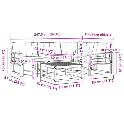 Комплект дивани за открито 5 pcs Бяло и Бежово 79 x 79 x 37 см