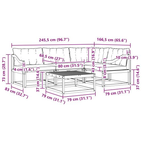 Комплект дивани за открито 5 pcs Бяло и кремаво 79 x 79 x 37 см