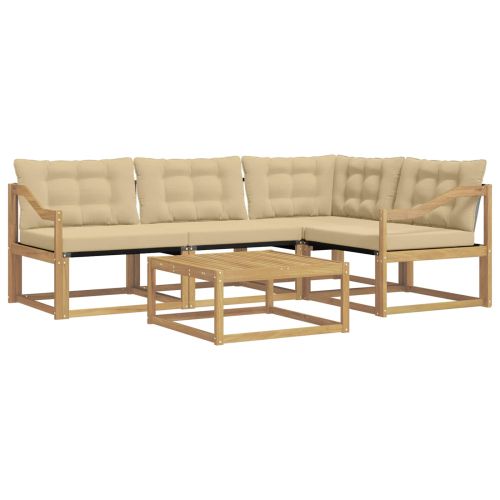 Комплект дивани за открито 5 pcs Бяло и Бежово 79 x 79 x 37 см