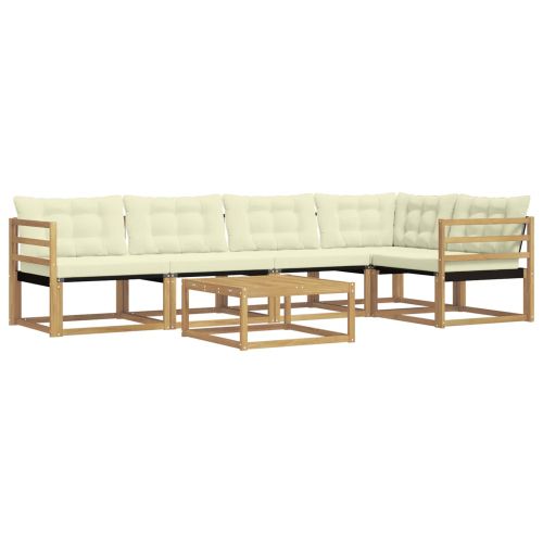 Комплект дивани за открито 6 pcs Бяло и кремаво 79 x 79 x 37 см