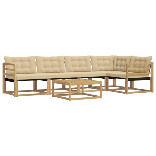 Комплект дивани за открито 6 pcs Бяло и Бежово 79 x 79 x 37 см