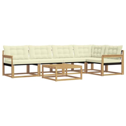 Комплект дивани за открито 6 pcs Бяло и кремаво 79 x 79 x 37 см