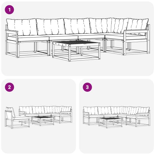 Комплект дивани за открито 6 pcs Бяло и черно 79 x 79 x 37 см