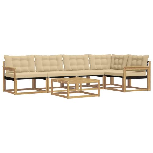 Комплект дивани за открито 6 pcs Бяло и Бежово 79 x 79 x 37 см
