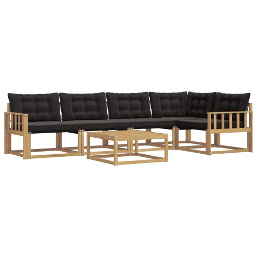 Комплект дивани за открито 6 pcs Бяло и черно 79 x 79 x 37 см