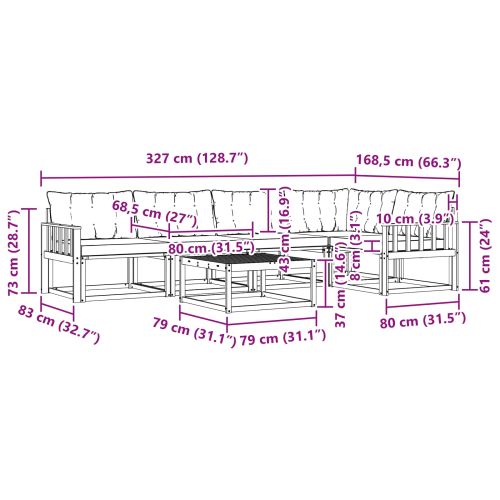 Комплект дивани за открито 6 pcs Бяло и Бежово 79 x 79 x 37 см