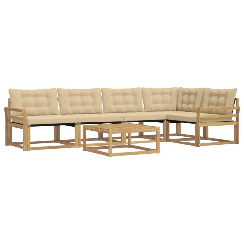 Комплект дивани за открито 6 pcs Бяло и Бежово 79 x 79 x 37 см