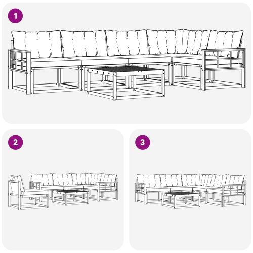 Комплект дивани за открито 6 pcs Бяло и кремаво 79 x 79 x 37 см