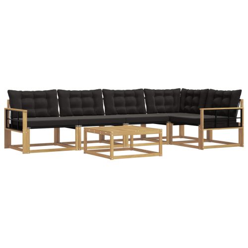 Комплект дивани за открито 6 pcs Бяло и черно 79 x 79 x 37 см