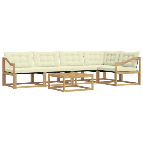 Комплект дивани за открито 6 pcs Бяло и кремаво 79 x 79 x 37 см
