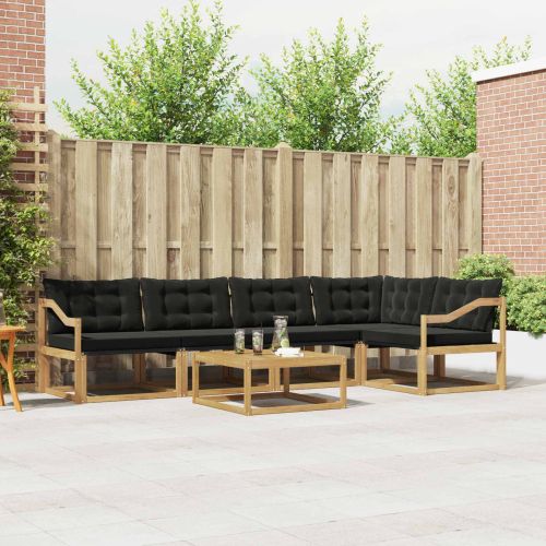 Комплект дивани за открито 6 pcs Бяло и черно 79 x 79 x 37 см