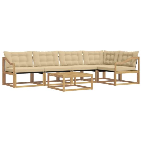 Комплект дивани за открито 6 pcs Бяло и Бежово 79 x 79 x 37 см
