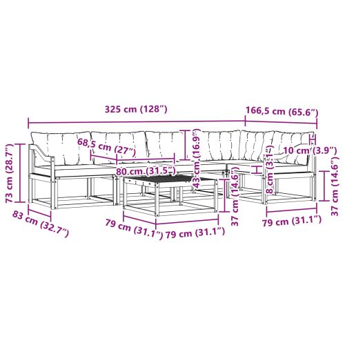 Комплект дивани за открито 6 pcs Бяло и Бежово 79 x 79 x 37 см