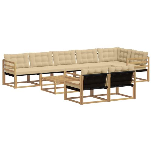 Комплект дивани за открито 9 pcs Бяло и Бежово 79 x 79 x 37 см