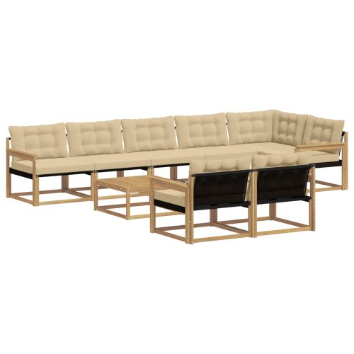 Комплект дивани за открито 9 pcs Бяло и Бежово 79 x 79 x 37 см
