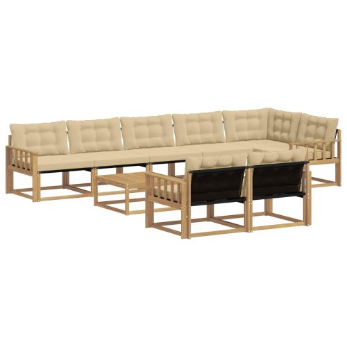 Комплект дивани за открито 9 pcs Бяло и Бежово 79 x 79 x 37 см
