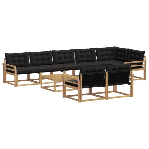 Комплект дивани за открито 9 pcs Бяло и черно 79 x 79 x 37 см
