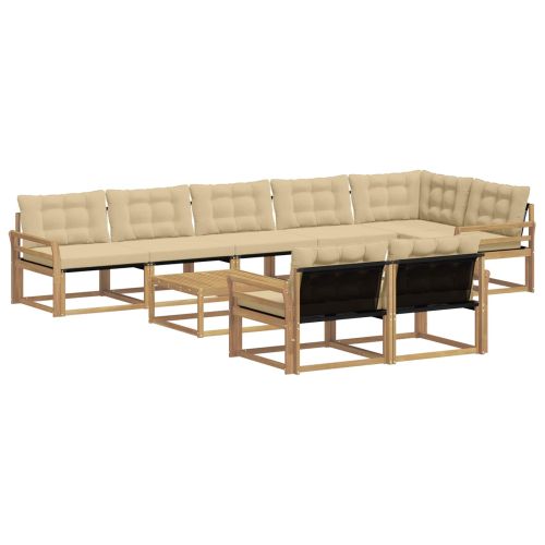 Комплект дивани за открито 9 pcs Бяло и Бежово 79 x 79 x 37 см