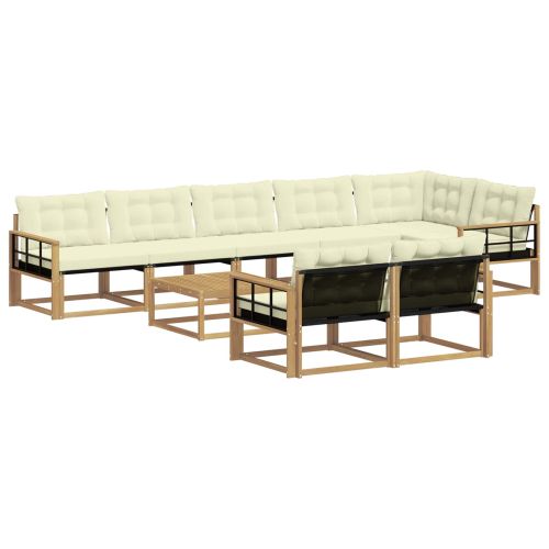 Комплект дивани за открито 9 pcs Бяло и кремаво 79 x 79 x 37 см