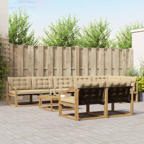 Комплект дивани за открито 9 pcs Бяло и Бежово 79 x 79 x 37 см