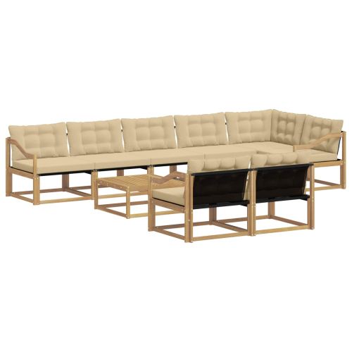 Комплект дивани за открито 9 pcs Бяло и Бежово 79 x 79 x 37 см