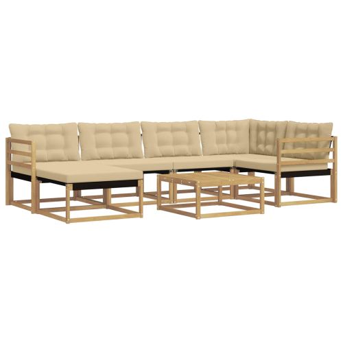Комплект дивани за открито 7 pcs Бяло и Бежово 79 x 79 x 37 см