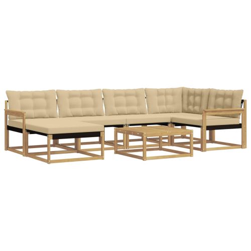 Комплект дивани за открито 7 pcs Бяло и Бежово 79 x 79 x 37 см