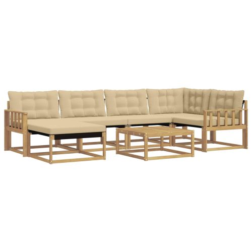 Комплект дивани за открито 7 pcs Бяло и Бежово 79 x 79 x 37 см